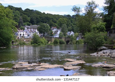 View Of Llangollen In Denbighshire Wales UK