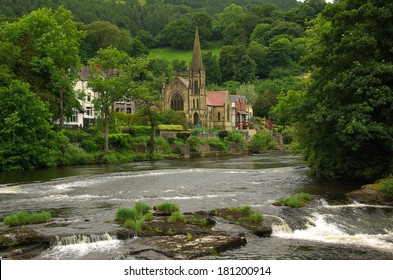 View Of Llangollen In Denbighshire Wales UK