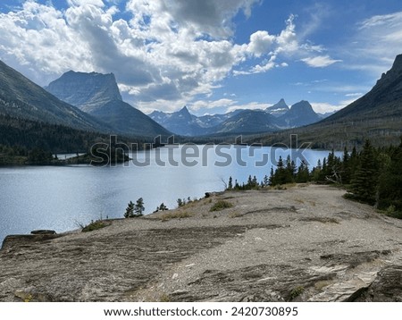 View of Logan Pass from Sun Point in Glacier National Park, near St. Mary, Montana.