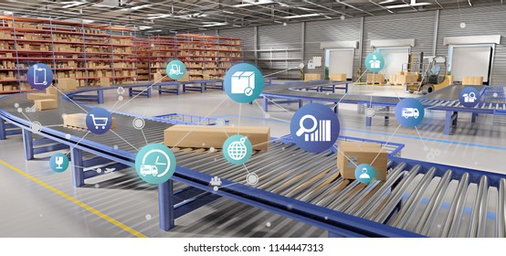 View of a Logistic organisation on a warehouse background 3d rendering