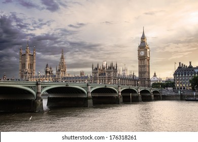 View Of London With The Big Ben, The Clock Tower, Bell, Palace Of Westminster