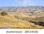 View looking down steep hill at the little mountain town of Caliente, California, Sierra Nevada Range