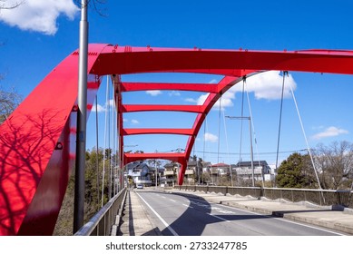 The view looking up from the middle of the bridge