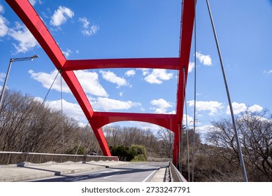 The view looking up from the middle of the bridge