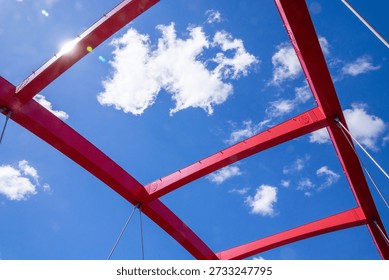 The view looking up from the middle of the bridge