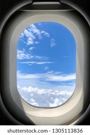 View Looking Out The Window From An Commercial Airline Cabin.