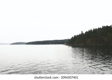 A View Looking At The Shoreline Of A Pacific Northwest Island In The San Juan Islands Area.