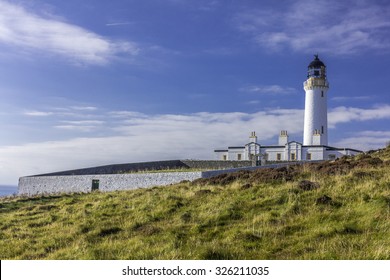 View looking up towards the lighthouse and abandoned garden at the Mull of Galloway in Dumfries and Galloway, Scotland.