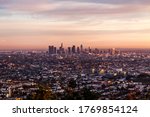 View of Los Angeles from the Griffith Observatory in the evening