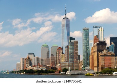 View Of Lower Manhattan Skyline From Hudson River. NYC USA.