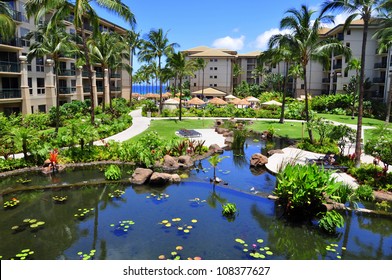 View Of Luxury Hotel, Kaanapali, Maui, Hawaii.