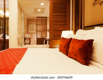 View Of A Luxury Hotel Room With King Bed And Ensuite