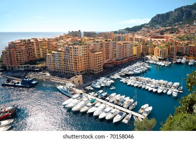 View Of Luxury Yachts In Harbor Of Monaco.