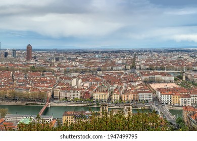 View of Lyon from Basilica of Notre-Dame de Fourviere hill, Frane