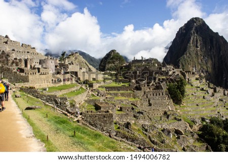 View of Machu Picchu at the end of the Inka trail, Peru, South America 