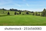 View of the magnificent Mont-Saint-Jean golf course in the Jura region of France