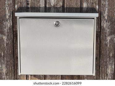 View of mailbox on wooden fence outdoors, closeup - Shutterstock ID 2282616099