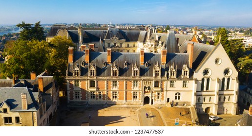 View Of Majestic Castle Chateau De Blois On River Loire, France 