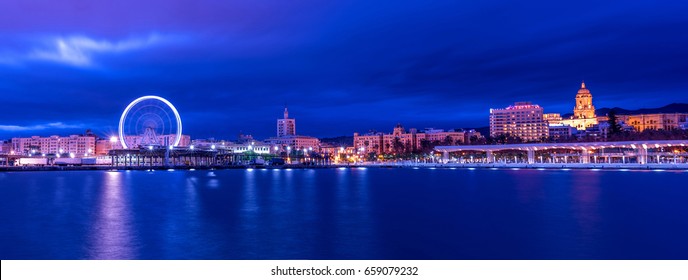 View of malaga city from harbour, Malaga, spain
