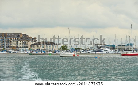View of Malahide Marina with yachts and ships