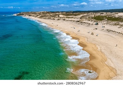 View of the Malhao beach in Vila Nova de Milfontes, Alentejo, Portugal.