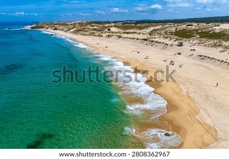 View of the Malhao beach in Vila Nova de Milfontes, Alentejo, Portugal.