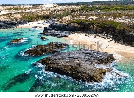 View of the Malhao beach in Vila Nova de Milfontes, Alentejo, Portugal.