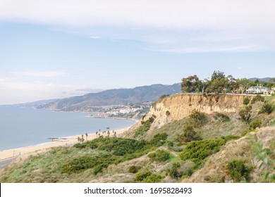 View of Malibu from Pacific Palisades neighborhood. Pacific Coast Highway, Route 1, PCH, Southern California. Los Angeles - Shutterstock ID 1695828493