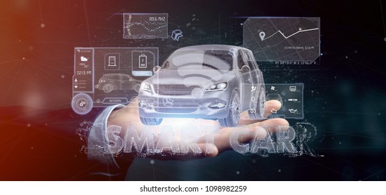 View Man Holding Dashboard Smartcar Interface Stock Photo 1098982259 ...