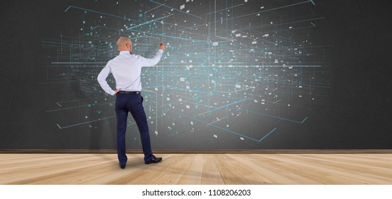 View Man holding Data