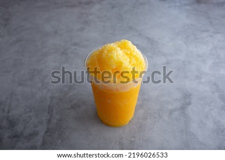 A view of a mango raspado beverage.
