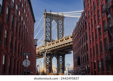 View of Manhattan bridge from Dumbo in New York (USA)