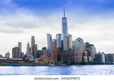 View of Manhattan from  hudson river, New York City - Powered by Shutterstock