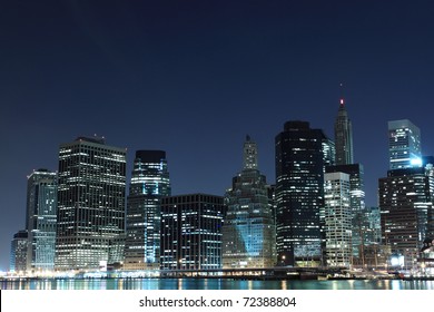 View of Manhattan Skyline from Brooklyn At Night, New York City - Shutterstock ID 72388804