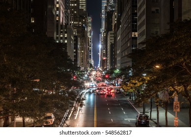 View Of Manhattan Street At Night, NYC