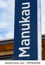 View Of Manukau Bus Station Sign. Auckland Transport. Auckland, New Zealand - June 21, 2021