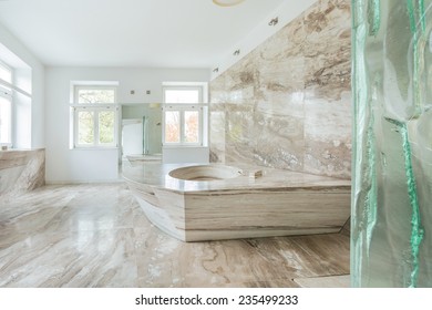 View Of Marble Bathroom In Expensive House