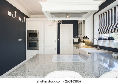 View Of Marble Worktop In Expensive Kitchen