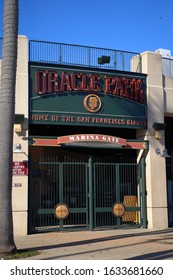 View Of Marina Gate At Oracle Park, Home Of The San Francisco Giants Baseball Team. San Francisco, CA. February 2, 2020.