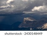 View from Marmolada mountain to the Cima Dieci. Dolomites in Italy.