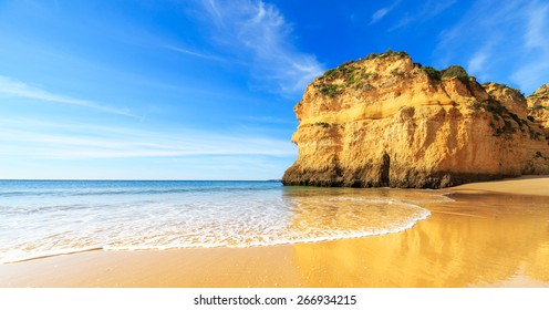 A View Of A Marvelous Sandy Beach, Portugal