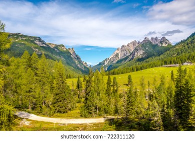 View at the meadows in South Tirol Dolomites in Italy - Shutterstock ID 722311120