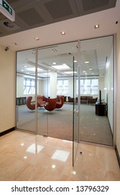 View To A Meating Room Through Glass Wall