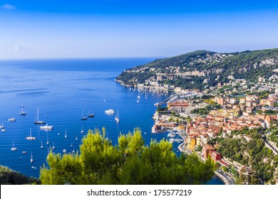 View of Mediterranean luxury resort and bay with yachts. Nice, Cote d'Azur, France. French Riviera - turquoise sea and perfect recreation.
