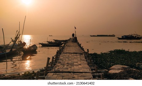 A View Of The Meghna River During Sunset.