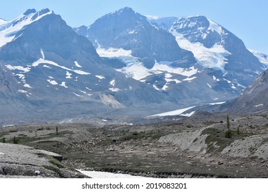 View Of Melting Athabasca Glacier During The 2021 Summer Heat Wave