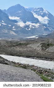 View Of Melting Athabasca Glacier During The 2021 Summer Heat Wave