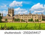 View to Merton College of Oxford University from the meadow. Oxford, England