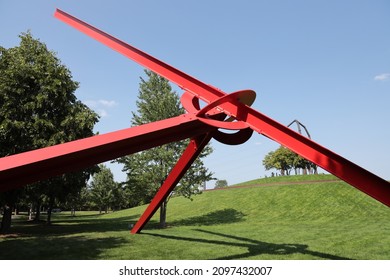 A View Of The Metal Construction In Minneapolis Sculpture Garden