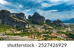 View of Meteora with Eastern Orthodox monasteries, a rock formation in the regional unit of Trikala, in Thessaly, in northwestern Greece, UNESCO World Heritage Site